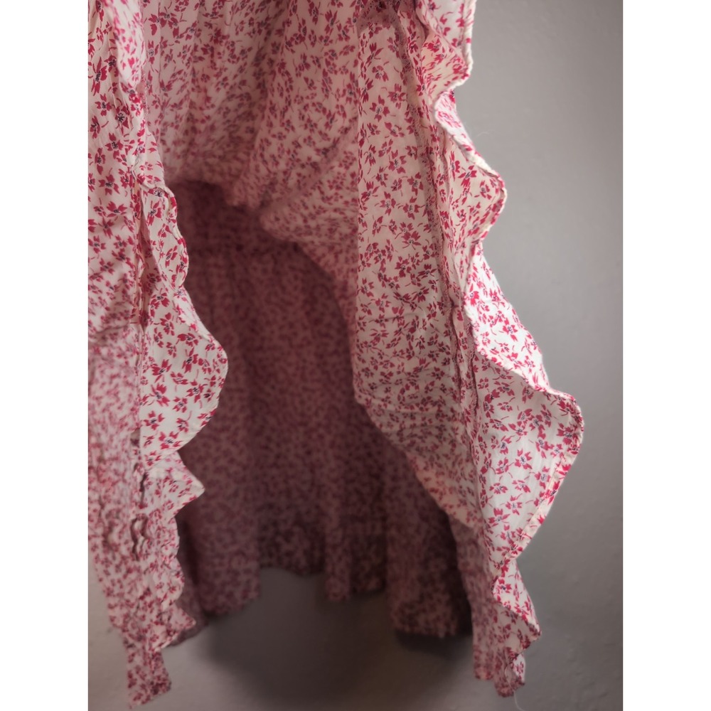 Free People Pink Red Floral Boho Mini Dress Oversized Rayon Tunic Size Small - Picture 12 of 12